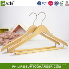 wholesale beech wooden hanger with anti-slip bar